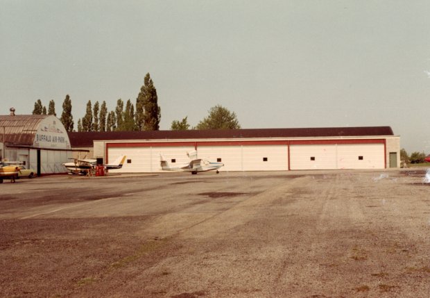 An extension of three hangar bays added to the Twin hangars at Buffalo Airpark.
